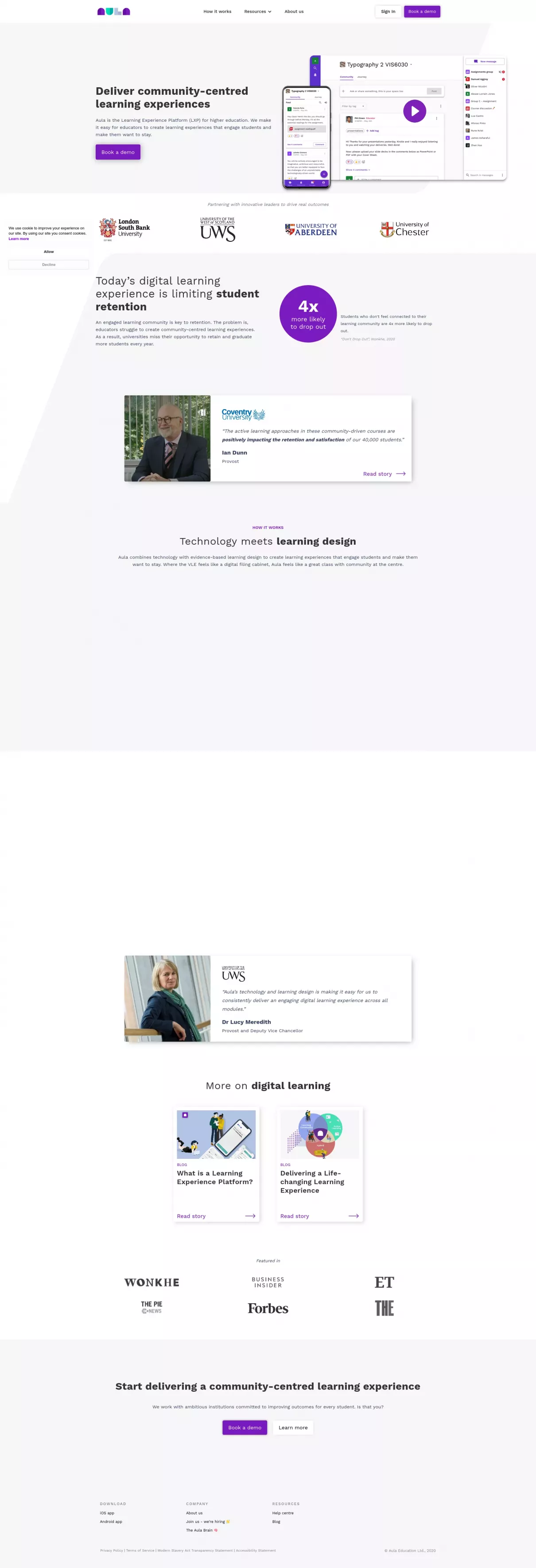 Aula Education Website Design screenshot