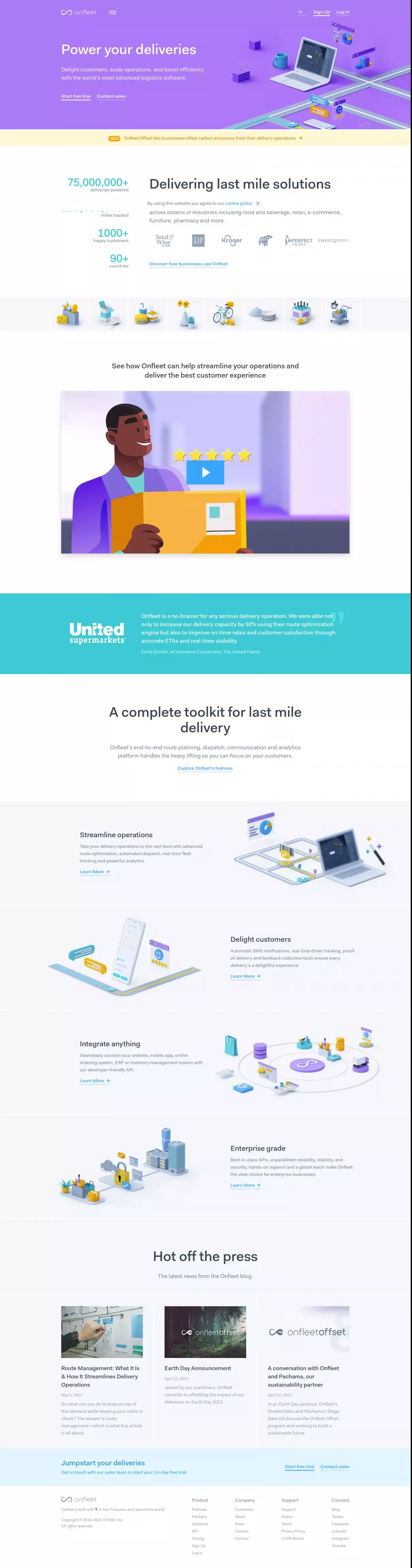 Plain eCommerce web design by onfleet