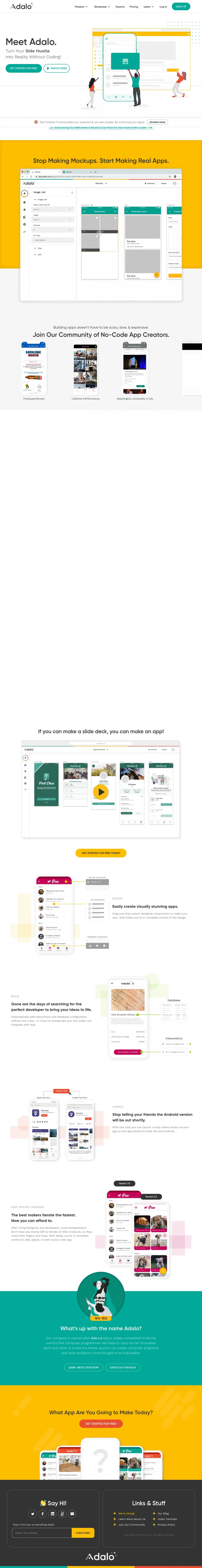 Screenshot of Adalo.com website as example of nice and clean design