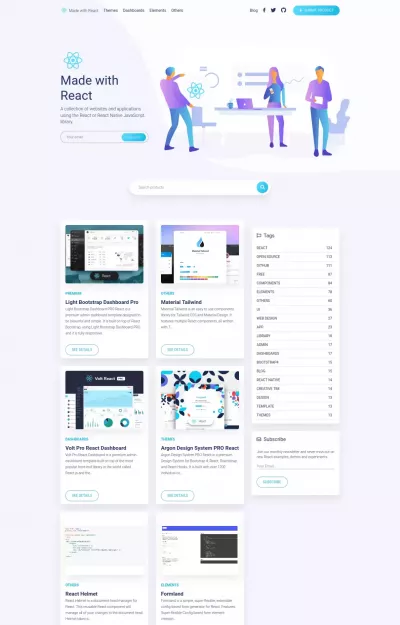 Example of beautiful web design by madewithreact