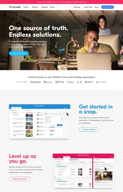 Screenshot of website airtable.com as example of nice webdesign